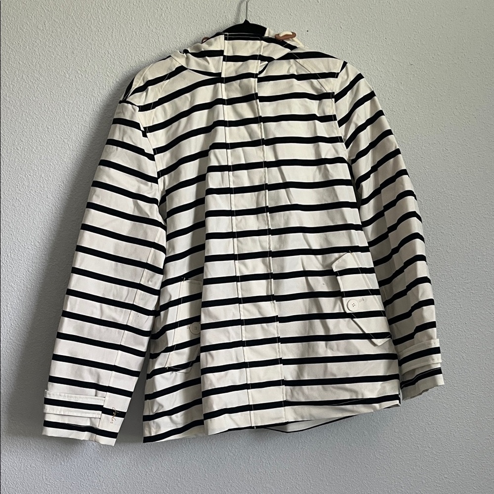 Joules Women's Black and White Striped Raincoat